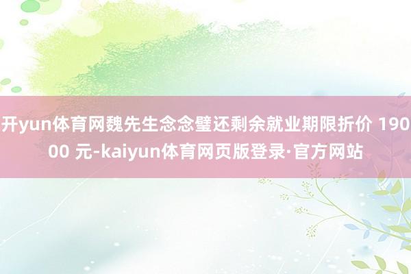 开yun体育网魏先生念念璧还剩余就业期限折价 19000 元-kaiyun体育网页版登录·官方网站