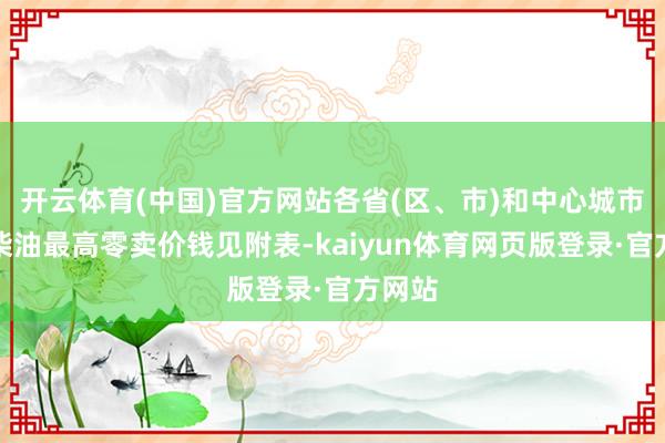开云体育(中国)官方网站各省(区、市)和中心城市汽、柴油最高零卖价钱见附表-kaiyun体育网页版登录·官方网站
