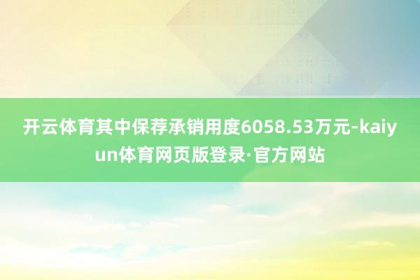 开云体育其中保荐承销用度6058.53万元-kaiyun体育网页版登录·官方网站